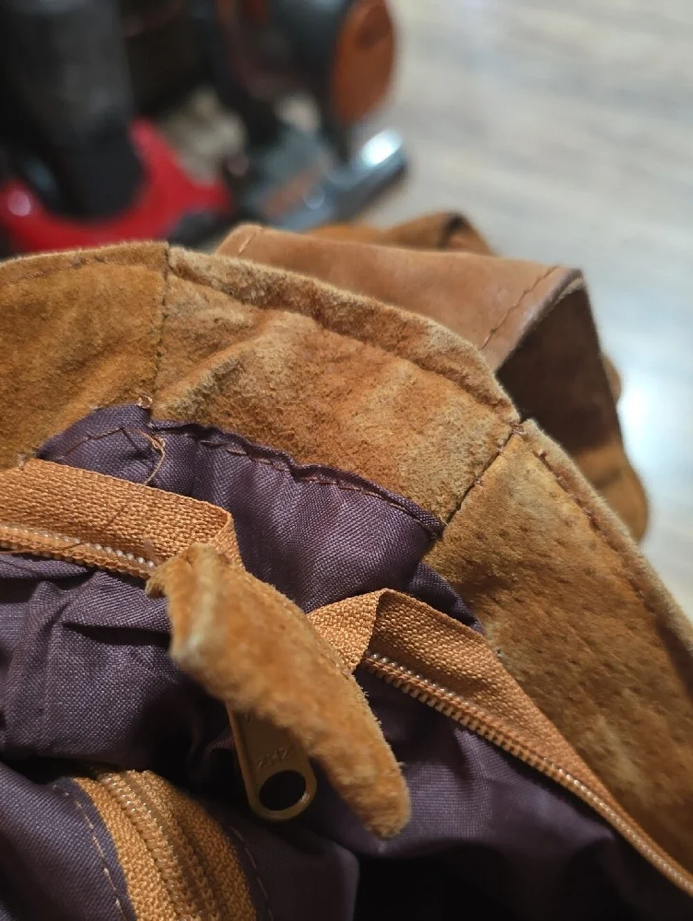 Vintage Suede Camel Shoulder Bag